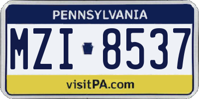 PA license plate MZI8537