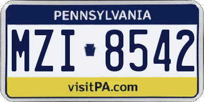 PA license plate MZI8542