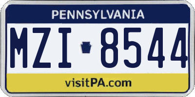 PA license plate MZI8544