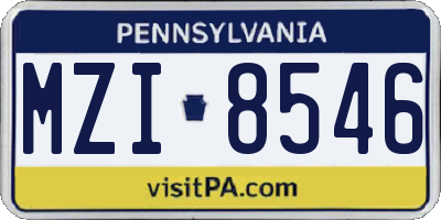PA license plate MZI8546