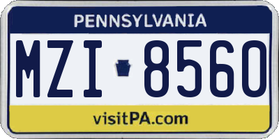 PA license plate MZI8560