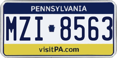 PA license plate MZI8563