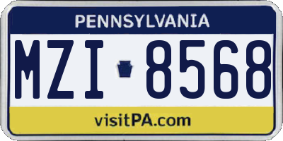 PA license plate MZI8568