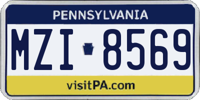PA license plate MZI8569