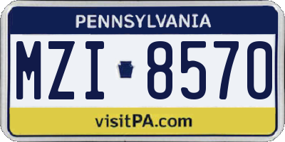 PA license plate MZI8570