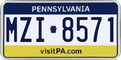 PA license plate MZI8571
