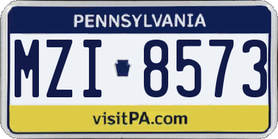 PA license plate MZI8573