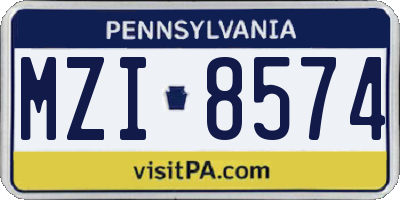 PA license plate MZI8574