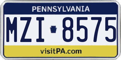 PA license plate MZI8575