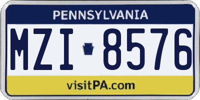PA license plate MZI8576