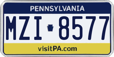 PA license plate MZI8577