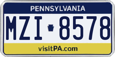 PA license plate MZI8578
