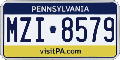 PA license plate MZI8579