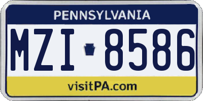 PA license plate MZI8586