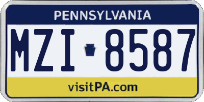 PA license plate MZI8587
