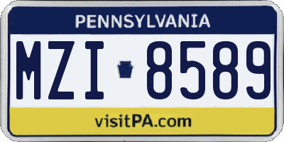 PA license plate MZI8589