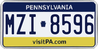 PA license plate MZI8596
