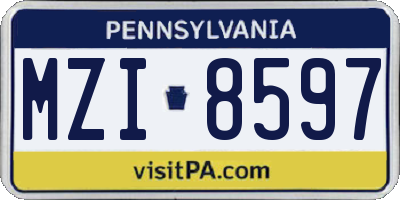 PA license plate MZI8597