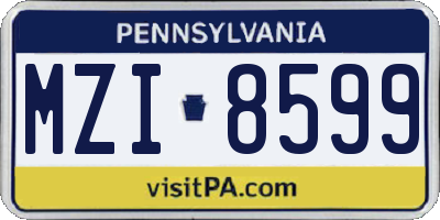 PA license plate MZI8599