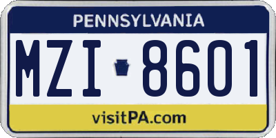 PA license plate MZI8601