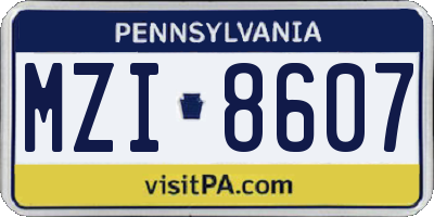 PA license plate MZI8607