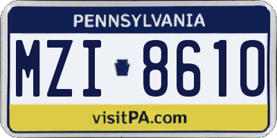 PA license plate MZI8610