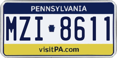 PA license plate MZI8611
