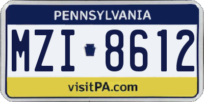 PA license plate MZI8612