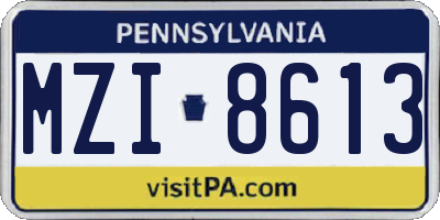 PA license plate MZI8613