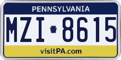 PA license plate MZI8615