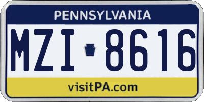 PA license plate MZI8616