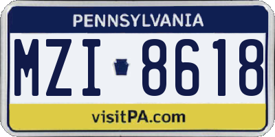 PA license plate MZI8618
