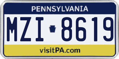 PA license plate MZI8619