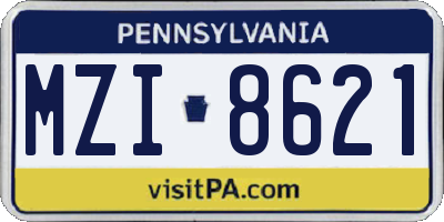 PA license plate MZI8621
