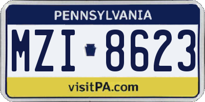 PA license plate MZI8623