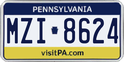 PA license plate MZI8624