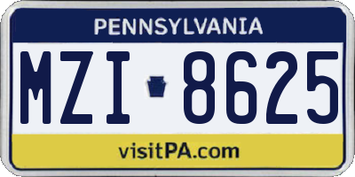 PA license plate MZI8625