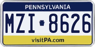 PA license plate MZI8626