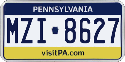 PA license plate MZI8627