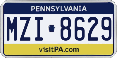 PA license plate MZI8629
