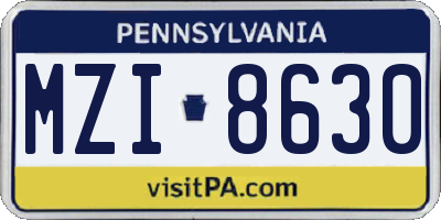 PA license plate MZI8630