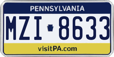 PA license plate MZI8633