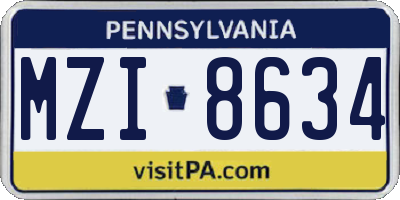 PA license plate MZI8634