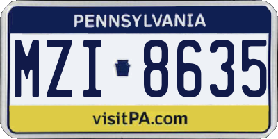 PA license plate MZI8635