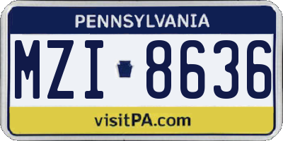 PA license plate MZI8636