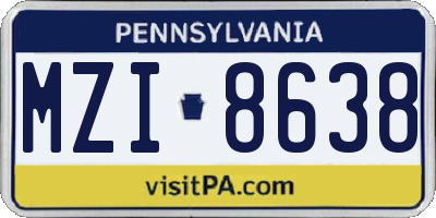 PA license plate MZI8638