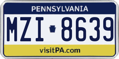 PA license plate MZI8639