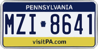 PA license plate MZI8641