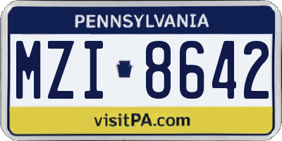 PA license plate MZI8642