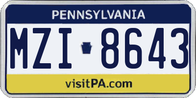 PA license plate MZI8643